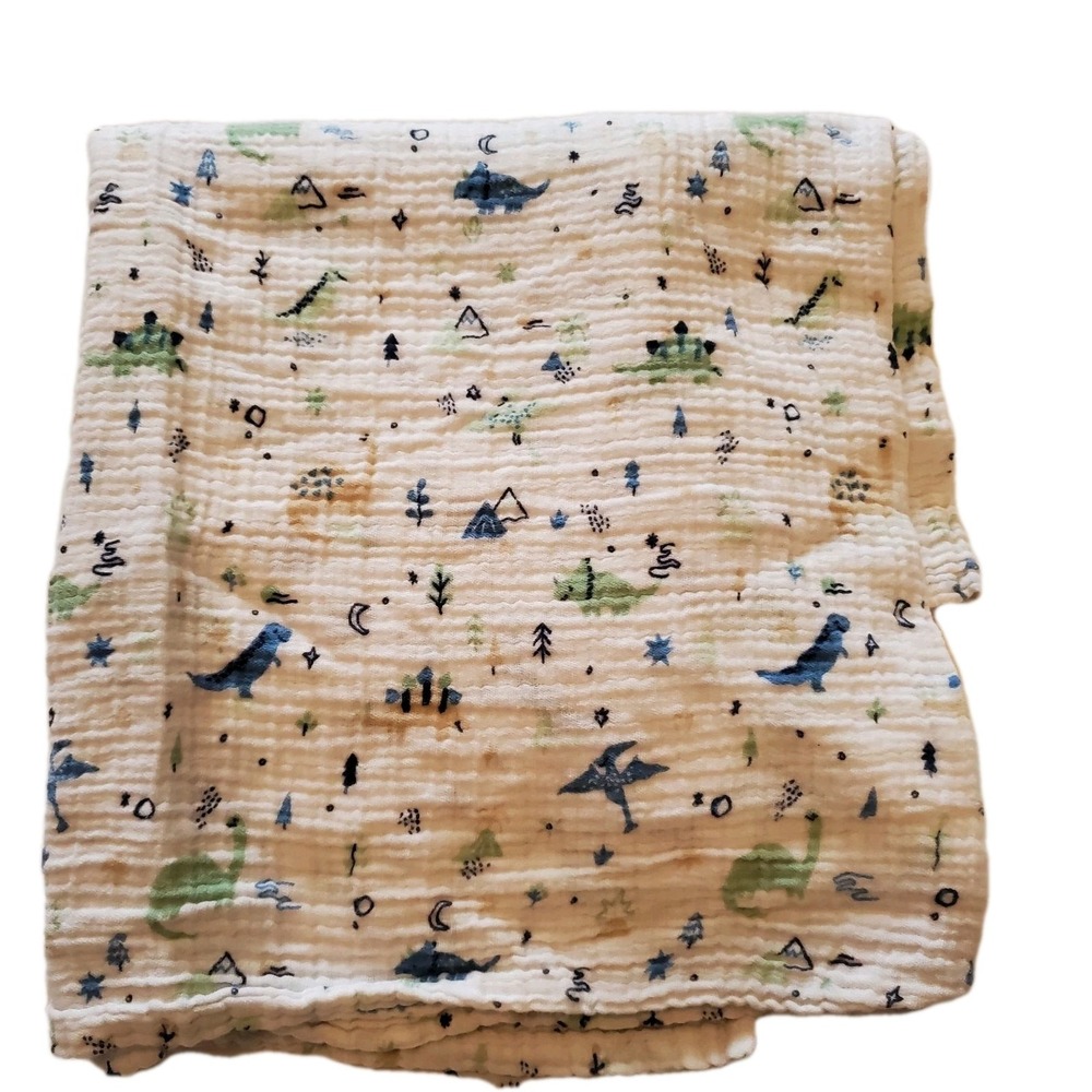 Cloud‎ Island Muslin 100% Cotton Swaddle Blanket Dinosaurs Lovey Security
